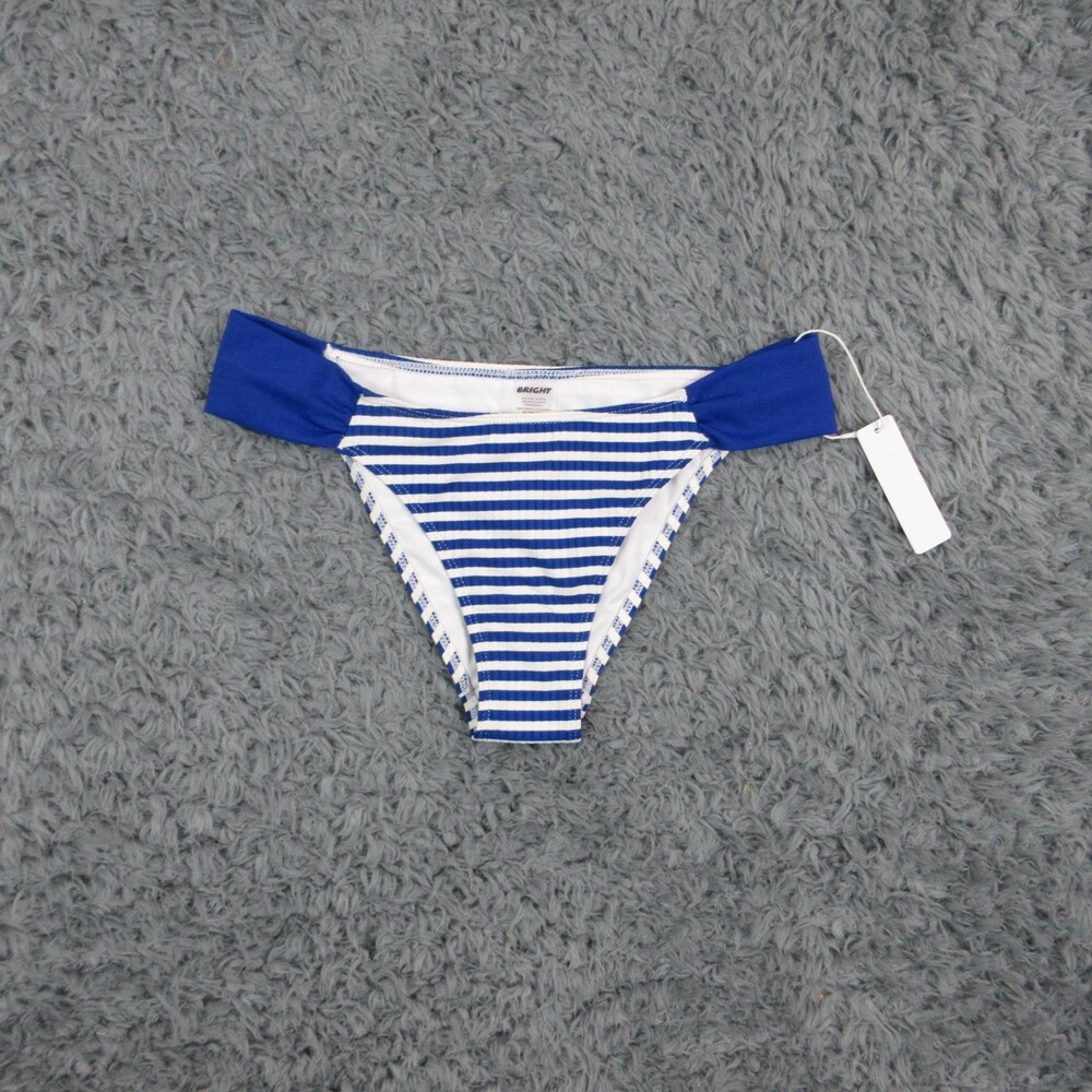 Bright Bikini Bottom Womens M Blue Striped Valentina Caspian Lined NWT
